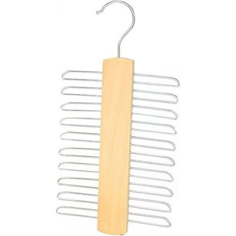 Cintre à cravate et ceinture en bois avec rotation 360° – Support multifonctionnel pour cravates, ceintures et accessoires masculins – Design compact et élégant (1/5)