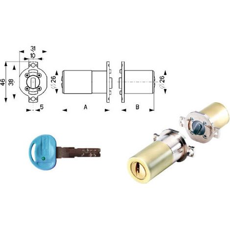 Cylindre de serrure Fichet 36+36mm – 3 clés C28 – Protection renforcée – Pour portes sécurisées – Diamètre 26mm – Mottura