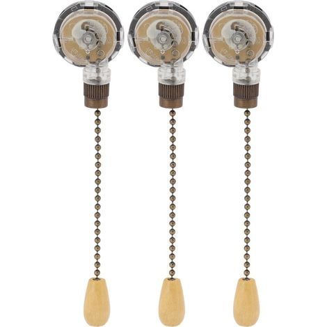 3Pcs Interrupteur à tirette pour ventilateur de plafond, Remplacement anti-corrosion, Commande de lumière à chaîne 250V 3A 125V 6A (1/5)