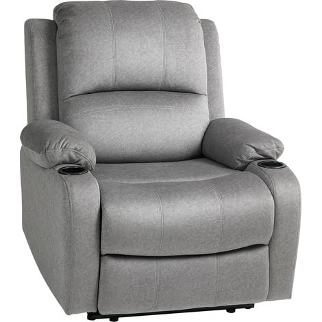 Reclining Armchair, Manual with Footrest, 87 x 95 x 102 cm, Grey (1/5)