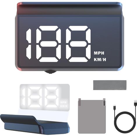 Affichage tête haute pour voiture, compteur de vitesse numérique, connexion USB plug-and-play, 9 cm, compteur de vitesse GPS, affichage universel, HUD avec toit ouvrant, compatible tous véhicules, lum (1/5)