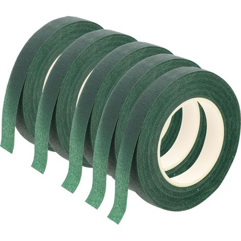 Lot de 5 Rouleaux de Ruban Adhésif Vert en Papier pour Fleuriste, Forte Adhérence, Déchirable la Main, pour Emballage et Décoration de Bouquets (1/5)