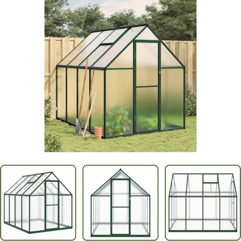vidaXL Serre en aluminium - Serre avec cadre de base vert 224x169x195 cm aluminium (1/5)