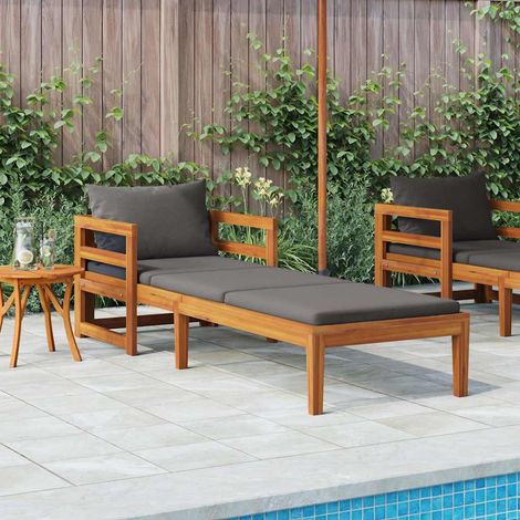 vidaXL Tumbona con cojines gris oscuro madera maciza de acacia (1/5)