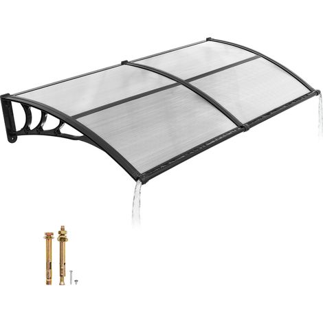 Auvent de Porte d'Entrée 96,5x198,7 cm Marquise de Porte Extérieur Polycarbonate Transparent pour Fenêtres de Porches Balcons, Protection contre Pluie, Neige, Soleil, avec Drainage, Support ABS (1/5)