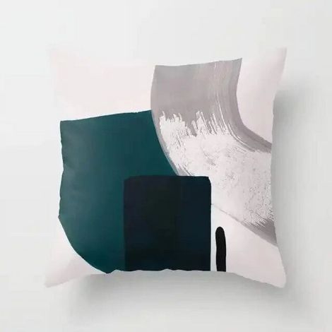 Taie D'oreiller - Coton Linen Mélangé - Motif Aquarelle Abstrait Double Face - Pour Canapé Lit Chaise Bureau Extérieur - 40x40 cm (1/5)