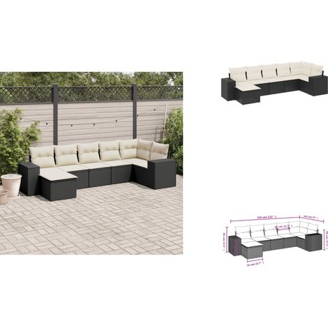 Salon de jardin 7 pcs avec coussins noir résine tressée - Ensemble Salon De Jardin - Meuble Extérieur - Jardin Design - Mobilier De Jardin - Chaise Longue (1/3)