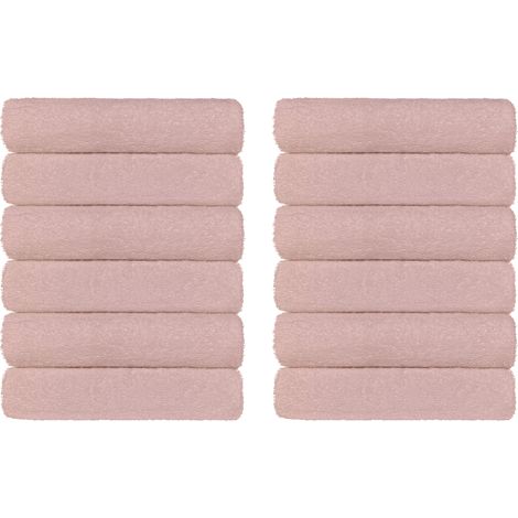 Set Asciugamani Bagno 100% Cotone Super Assorbenti Telo Doccia Spugna Professionali Salvietta Lavetta Viso Asciugamano Salviette Teli Asciugamano Ospite Qualità Hotel Lavette 12 Asciugamani - Rosa