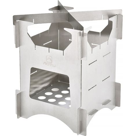 Réchaud de camping pliable, réchaud à bois léger, réchaud de poche en acier inoxydable (S) (1/5)