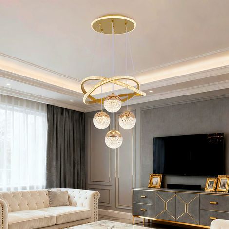 Lustre suspendu LED moderne 30 cm – Éclairage 3 couleurs, lampe de luxe pour décoration intérieure (1/5)
