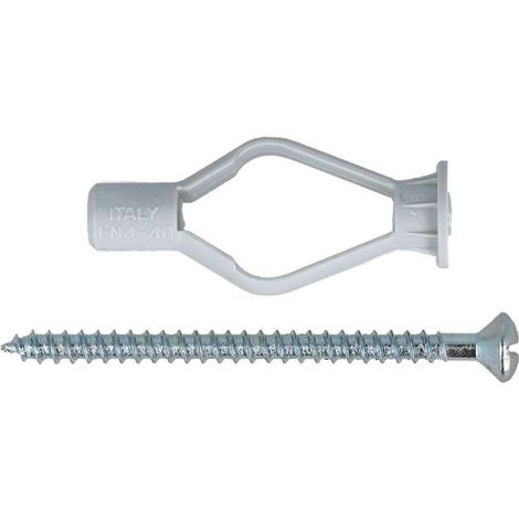 Tasselli in nylon 8 x 40 mm per pareti vuote, con viti testa cilindrica 4 x 45 - 6 pz.