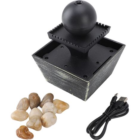 Fontaine d'intérieur de table, fontaine Feng Shui relaxante avec boules lumineuses LED et pierres pour la maison, la chambre ou le bureau, câble USB 5V (1/5)
