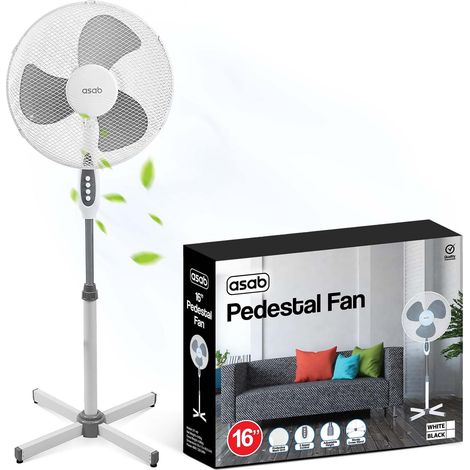 Oscillating Standing Floor Electric Pedestal Fan 16'' Cooling Base Office WHITE (1/5)