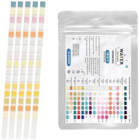 16-in-1-Trinkwassertest, 50-teiliges Wasserhärte-Testset, Wasseranalyse-Set, pH-Test, Blei, Eisen, Kupfer usw., geeignet für Leitungswasser, Aquarien und Schwimmbäder. (1/5)