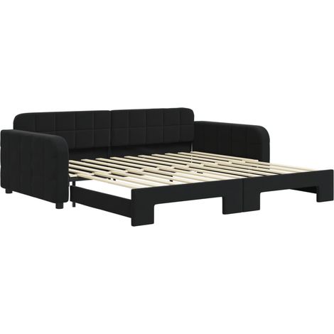 Maison Exclusive - Lit de jour avec gigogne sans matelas noir 100x200 cm