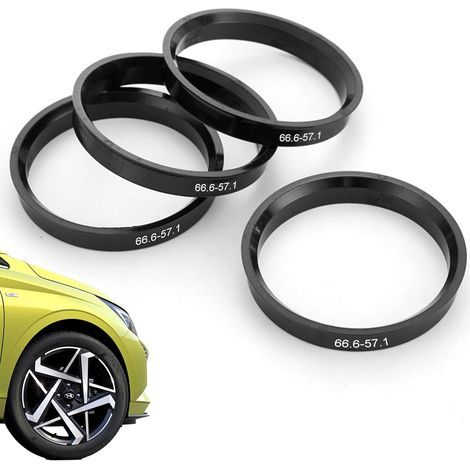 4 Pièces Bagues De Centrage 66,6 À 57,1,Moyeu Roue Auto Bague De Centrage,Bague De Centrage Jante En Plastique Noir,Moyeu De Roue,Réduction Des Vibrations,Compatible Avec Tous Les Modèles De Voitures (1/5)