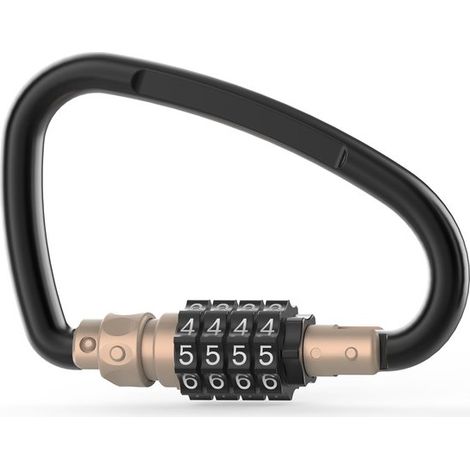 Mosquetón con cierre，mosquetón grande con candado de combinación，mosquetón de metal con anilla en D de 10 cm (4 pulgadas)，color negro (1/5)