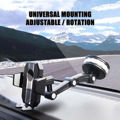 Support téléphone voiture rotatif multifonction, fixation pare-brise tableau de bord plafonnier, clip réglable mains libres, forte adhérence, compatible smartphone (1/5)