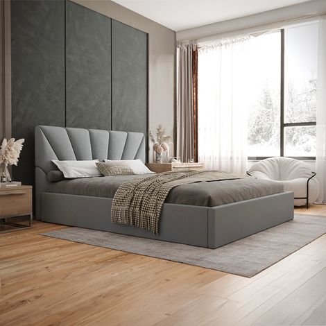 Lit coffre 160x200 sommier inclus Ysee Gris (1/5)