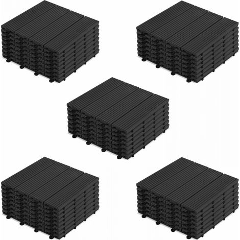 Lot de 40 dalles clipsables en bois composite gris