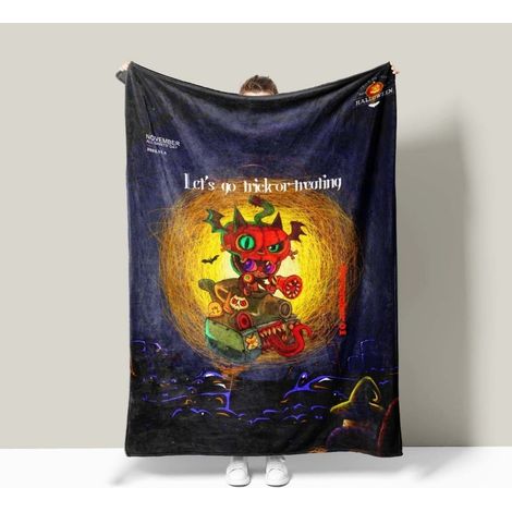 Couverture En Polaire - Motif Citrouille D'Halloween - Pour Lit Canapé Ou Décoration - 150 X 200 Cm - 1 Pièce
