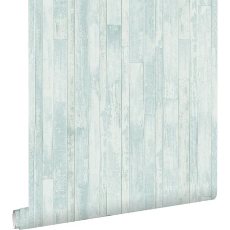 papier peint imitation bois turquoise grisé - ESTAhome (1/5)