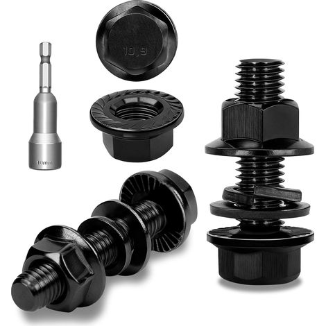 Lot de 12 vis à tête hexagonale M8 x 25 mm - En acier au carbone noir - DIN 6921 - Rondelles élastiques et écrous/vis - Avec douille hexagonale (1/5)