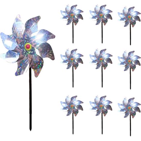 Reflektierender Windmühlen-Vogelschutz – 10er-Set – wetterfester PVC-Material – wirksam auch bei leichtem Wind (1/5)