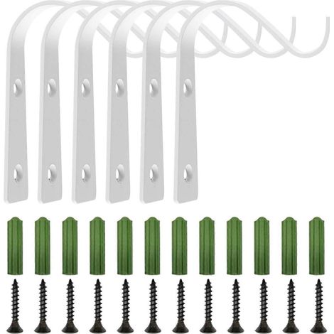Crochets en fer forgé pour paniers à fleurs, supports de suspension pour plantes d'extérieur, plus stables et robustes, disponibles en blanc/noir. (1/5)