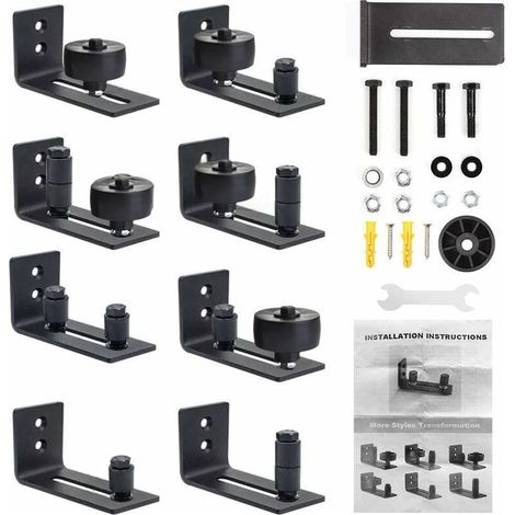 Guide au sol pour porte coulissante Guide à roulettes au sol réglable avec vis, 8 variantes possibles pour TOUTES les portes coulissantes, parfait pour toutes les portes coulissantes (1/5)