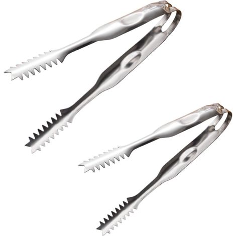 Lot de 2 pinces alimentaires en acier inoxydable, mini pinces à glaçons, pour la cuisine, le barbecue, les buffets, les glaçons et le four. (1/5)
