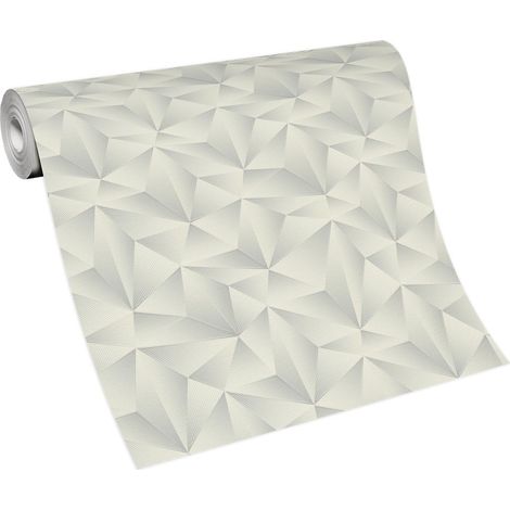 Papier peint gris clair effet d'optique relief chambre adulte | Tapisserie grise 3D idéale salon | Papier peint 3D intissé moderne (1/5)