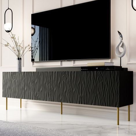 Meuble TV design noir mat 190 cm Mokt (1/5)