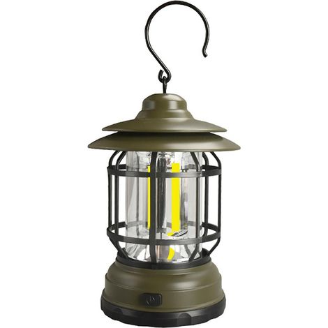 Retro-LED-Campinglampe, tragbare Hängelaterne fürs Zelt, 2 Modi, 300 Lumen, batteriebetrieben