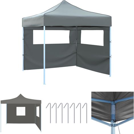 Faltzelt Partyzelt Pop-Up Faltpavillon Pavillon Faltbar für Camping/Markt/Festival mit 2 Seitenwänden 3 x 3 m Anthrazit XDGN730951 MaisonChic (1/5)