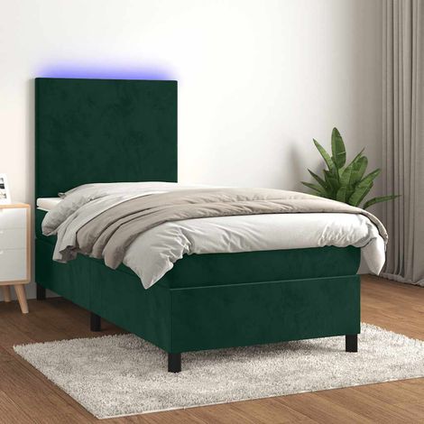 Boxspringbett mit Matratze & LED Dunkelgrün 90x200 cm Samt (1/5)