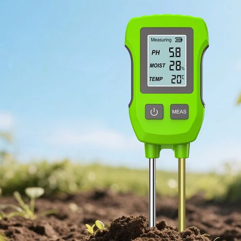 Testeur de sol 3-en-1 : Sonde de sol portable et pH-mètre — Un instrument de haute précision pour mesurer l'acidité/alcalinité, l'humidité et la température (1/5)