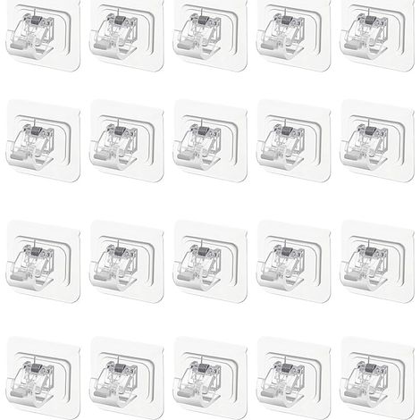 Lot de 20 supports de tringle à rideaux transparents - Supports de serrage autocollants - Petits supports de tringle à rideaux - Pour cuisine et salle de bain (1/5)