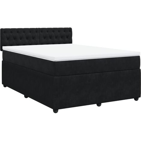 Maison Exclusive - Sommier à lattes de lit avec matelas Noir 140x200 cm Velours (1/5)