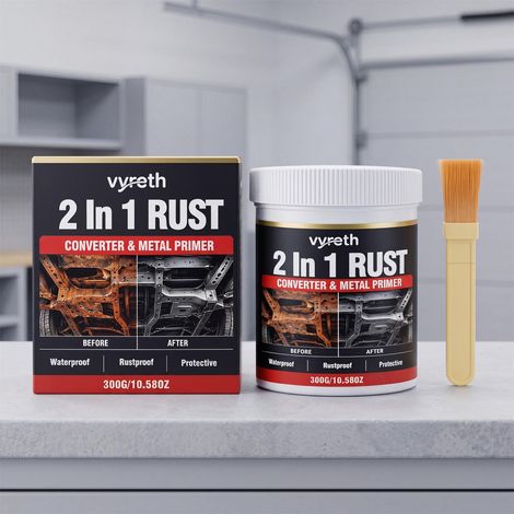 Rust-proof metal primer (red), waterproof, rust-proof, corrosion-resistant, and brightening metal renovation primer -- 300g1 + brush1 (1/5)