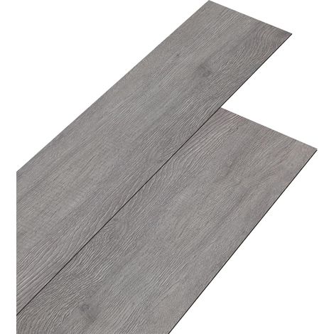 Revêtement de sol en PVC autocollant - Dalle PVC Adhesive Sol - 5,01 m² - Sol stratifié-Antidérapant-Imperméable - Découpable-91,5 cm x 15,2 cm - Épaisseur : 2 mm - 36 carreaux brun grisâtre (1/5)