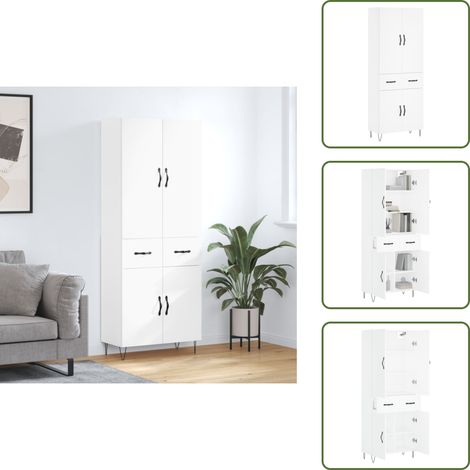 Credenza bianca - vidaXL Credenza Bianca 69,5x34x180 cm in Legno Multistrato - Credenza con ante
