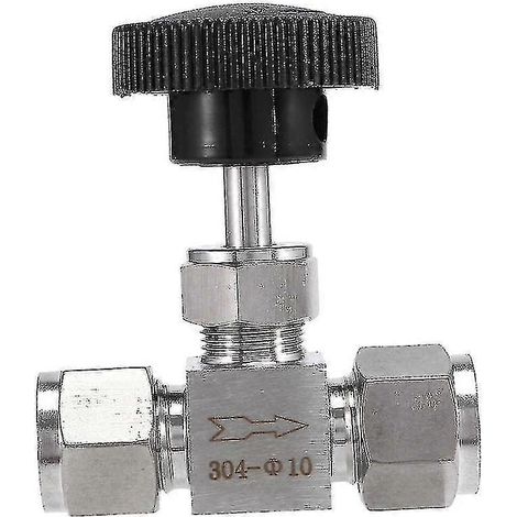 Valve à aiguille réglable, diamètre extérieur 10 mm, tube en acier inoxydable 304, haute pression, résistant aux acides, jeu de cartes droites, haute qualité (1/4)
