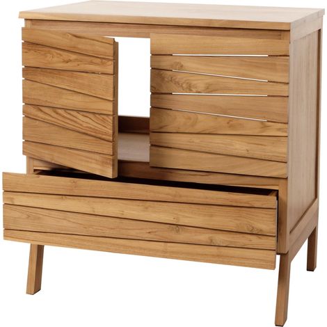 [NEUWERTIG] Teak-Waschbeckenunterschrank HHG-045, Waschtisch Schrank, hochwertiges B-Grade-Teak (Kernholz, 20-30 Jahre), 87x81x56cm