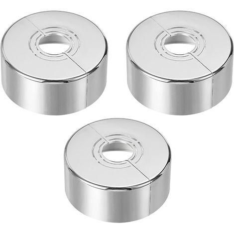 Lot de 3 rosaces pour tuyaux de chauffage et radiateurs en ABS diamètre réglable de 20 à 33 mm pour tuyaux d'eau chauffage central et raccords de robinet couleur argentée (1/5)