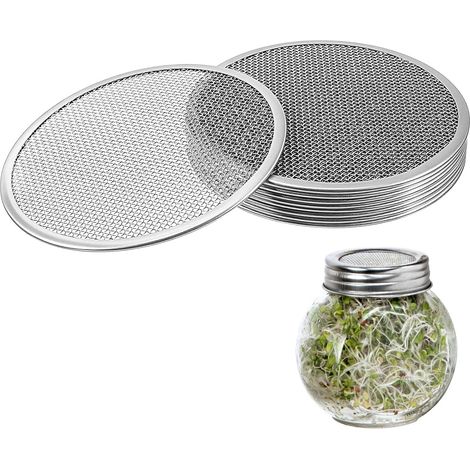 Lot de 10 couvercles en acier inoxydable pour bocaux de conserve à large ouverture (82 mm), avec tamis fin pour choux de Bruxelles, cresson, brocoli et lentilles lavables au lave-vaisselle et résista (1/5)