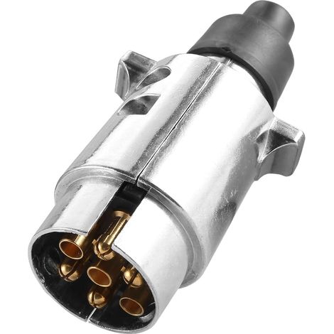 7-poliger Anhängerstecker aus Metall, 7-polige männliche wasserdichte Anhängersteckdose aus Metall, 12 V 7-poliger Steckeradapter zum Anschluss von Anhängern und Wohnwagen, 7-poliger Anhängerkupplungs (1/5)