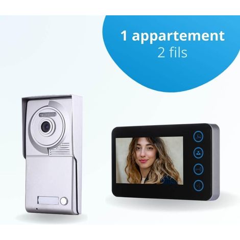 Portier interphone vidéo NEO 2 Fils - 1 appartement - 1 écran noir