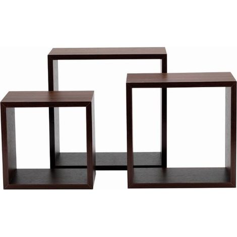 Mensole da Parete Quadrate Componibili Color Wengè Set da 6 Mensole per la Casa in Legno