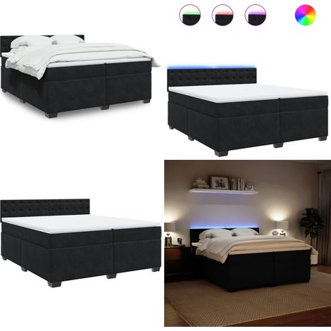 Boxspringbett mit Matratze Schwarz 200x200 cm Samt - Boxspringbett - Doppelbett - Samtbett - Samt - Luxusbett - Home & Living (1/5)